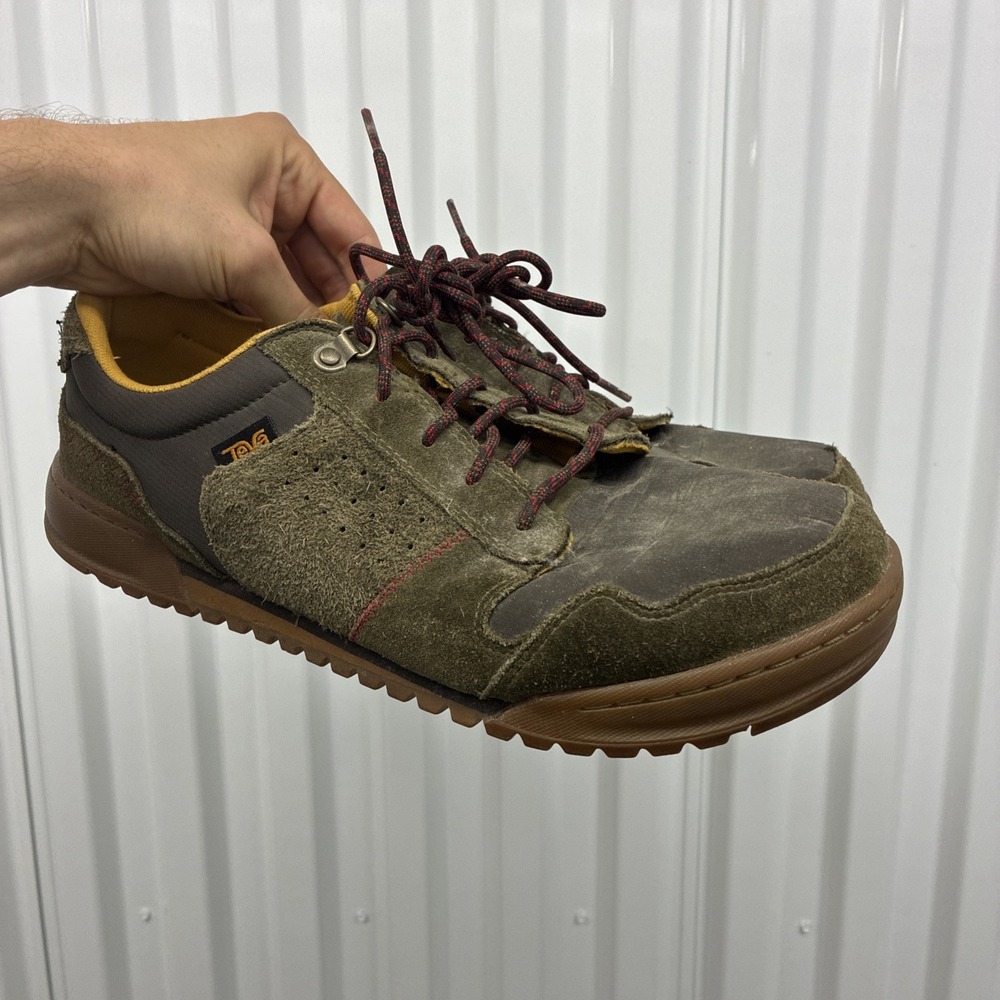 Teva Mens Suede Leather Casual Fair Sneakers Shoes Brown Green - Men Size 13